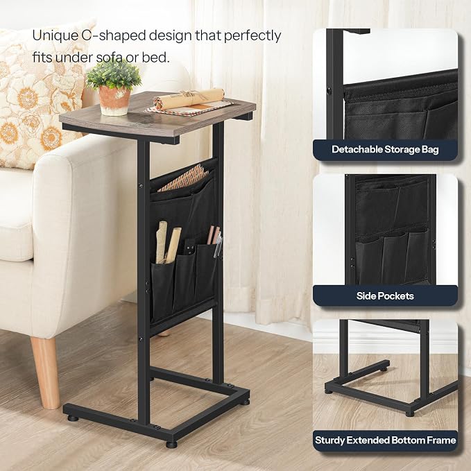 HOOBRO C Shaped End Table, 28.3" Side Table - Image 4