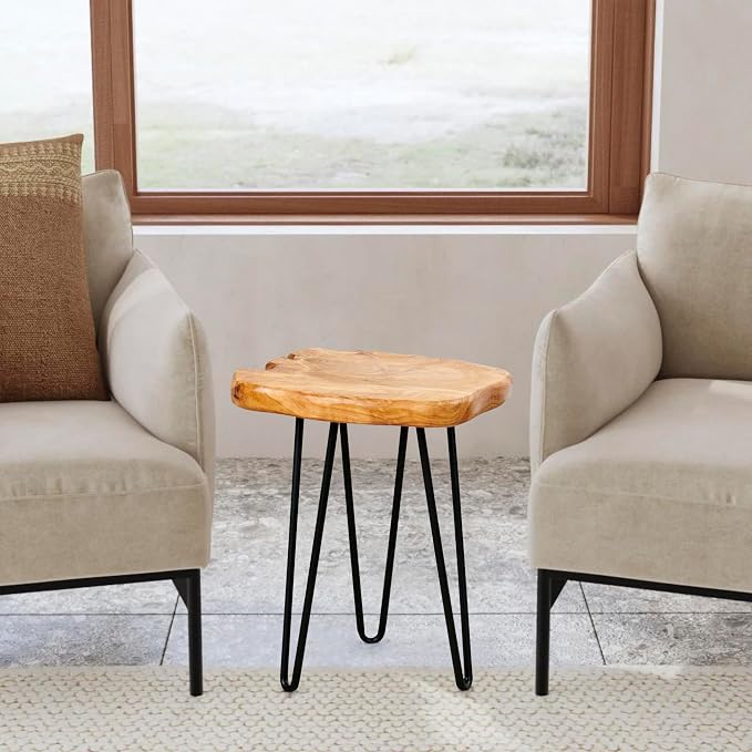 Greenage Cedar Roots Live Edge Side Table 12" x 13.5" x 17.4" Height Natural - Image 10