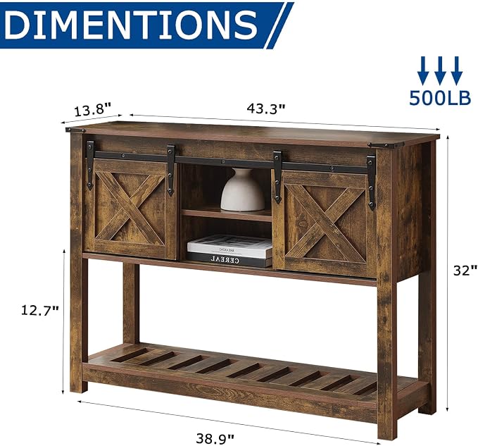 Brown Farmhouse Entryway Table, Rustic Hallway Table - Image 2