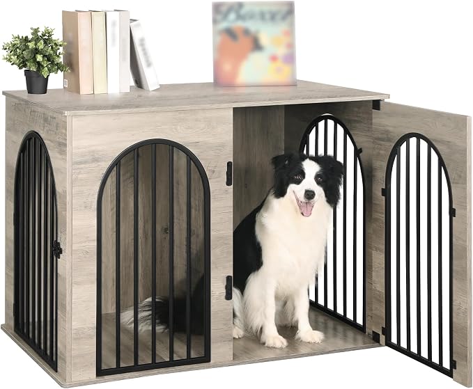 Hzuaneri 43.3" Wooden Dog Crate Furniture, Indoor Dog Kennel Dogs Cage - Image 9