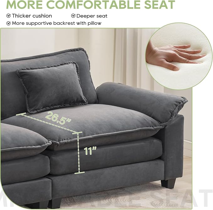 Oprisen 86" Modular Sectional Sofa, Comfy Cloud Couch Sectional Sofa - Image 4