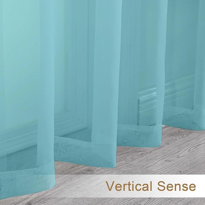 Chyhomenyc Sheer Aqua Tier Curtains 24 Inch Length Set, Small Window Kitchen - Image 8