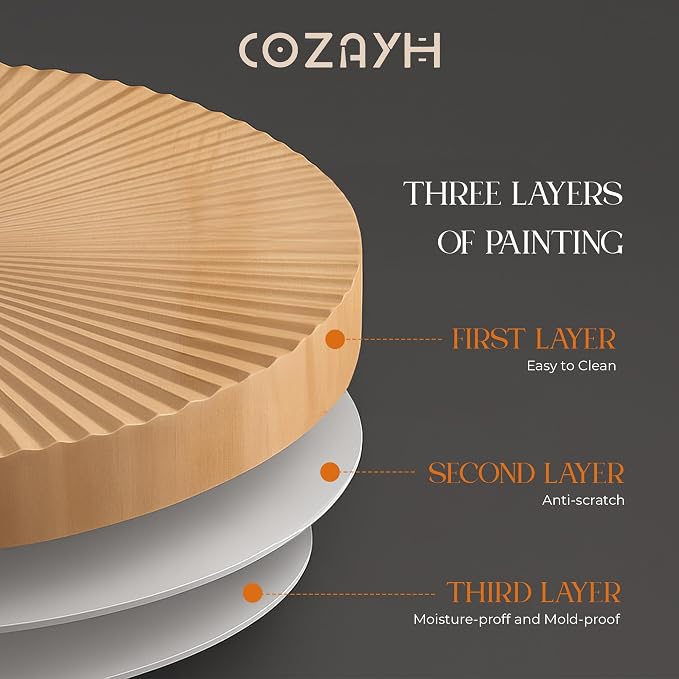 COZAYH 2-Piece Round Nesting Coffee Table Set, Natural Wood Top - Image 7