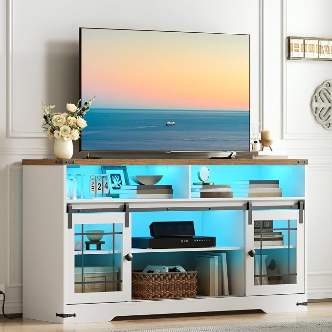 HOOBRO TV Stand for 65 Inch TV, Farmhouse Entertainment Center by HOOBRO