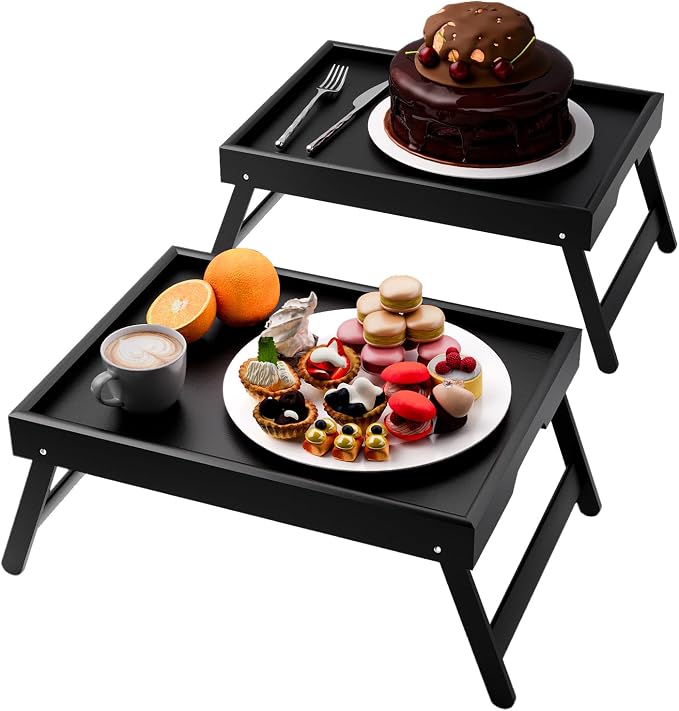 Fibogollo 2 Pack Bamboo Bed Tray Table by Fibogollo
