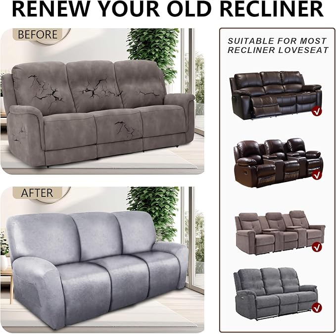 ANARACHON Recliner Couch Cover Leather Look Recliner Sofa Covers - Image 6