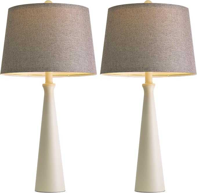 Oneach 25.75" White Table Lamp Set of 2, Modern Vintage Bedside Table Lamps - Image 9