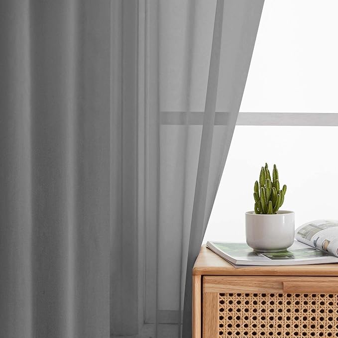 Cafe Curtains 36 Inch Length Tier 2 Pieces, Modern Soft Airy Sheer Kitchen - Image 7