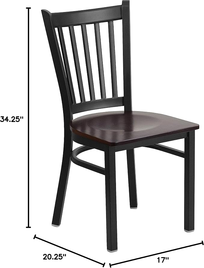 Flash Furniture 2 Pack HERCULES Series Black Vertical Back Metal Restaurant - Image 3