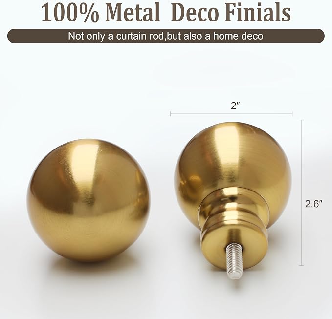 Modern Gold Curtain Rods for Windows 66 to 120 Inch Long Heavy Duty Brass - Image 5