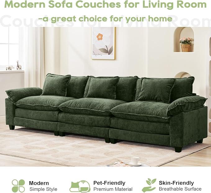 Oprisen 120" Modular Sectional Sofa, Comfy Cloud Couch Sectional, Chenille Sofa - Image 7