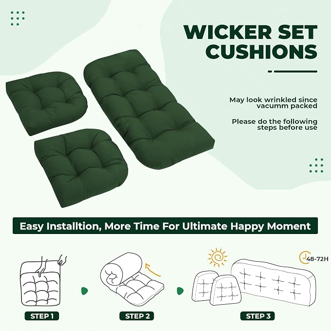 DANGHOOGY Wicker Chair Cushions, Waterproof Outdoor Loveseat Cushions - Image 6