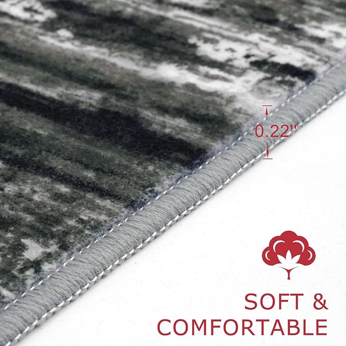 KOZYFLY Modern Abstract Hallway Runner, 2x10 Washable Rug Runner Non-Slip Soft - Image 2