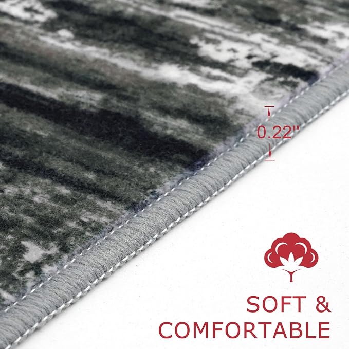 KOZYFLY Modern Abstract Washable Rug Runner 2.6x12 Hallway Rug Runner Non-Slip - Image 2
