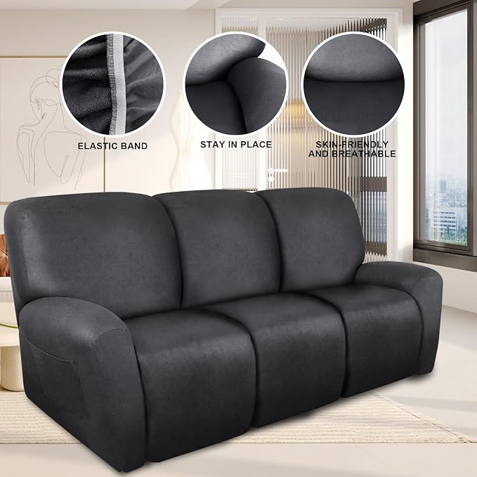 ANARACHON Recliner Couch Cover Leather Look Recliner Sofa Covers - Image 5