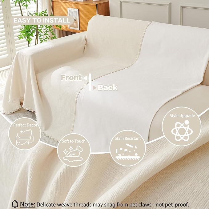 DREAMINGO Sofa Covers Washable Thick Chenille Couch Cover - Image 3