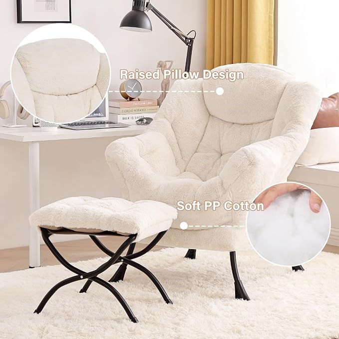Tiita Lazy Chair with Ottoman, Comfy Leisure Sofa Armchair with Ottoman - Image 4