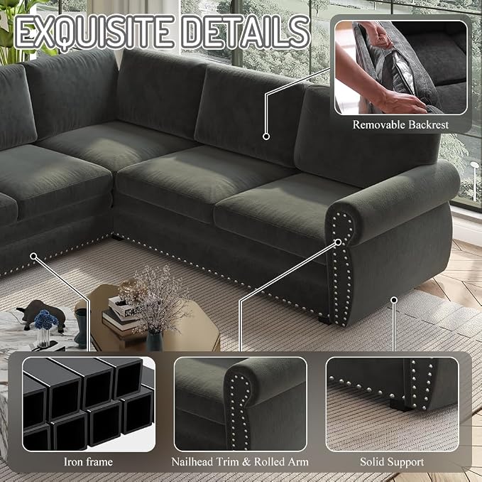 118" L-Shaped Sleeper Couch Bed - Image 4