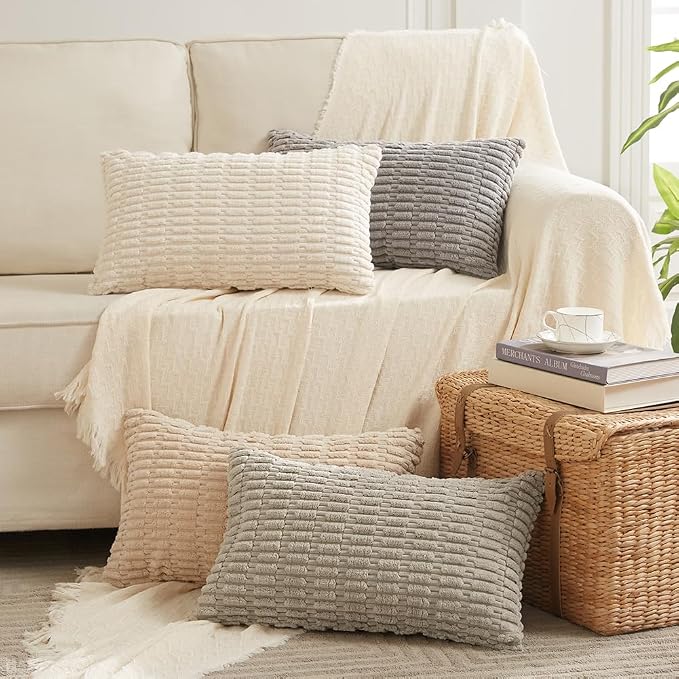 Fancy Homi 4 Packs Grey Decorative Throw Pillow Covers 12x20 Inch - Image 7