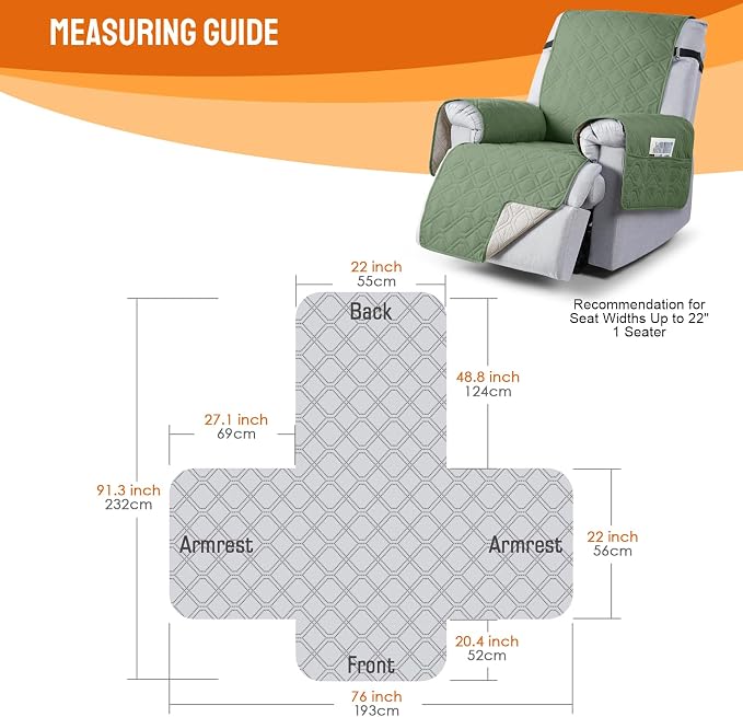 VANSOFY 100% Waterproof Recliner Chair Covers, Recliner Cover Non-Slip Dog - Image 2