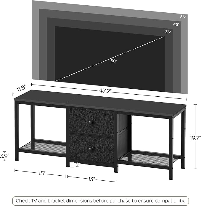 YATINEY TV Stand for TVs up to 55", Entertainment Center - Image 7