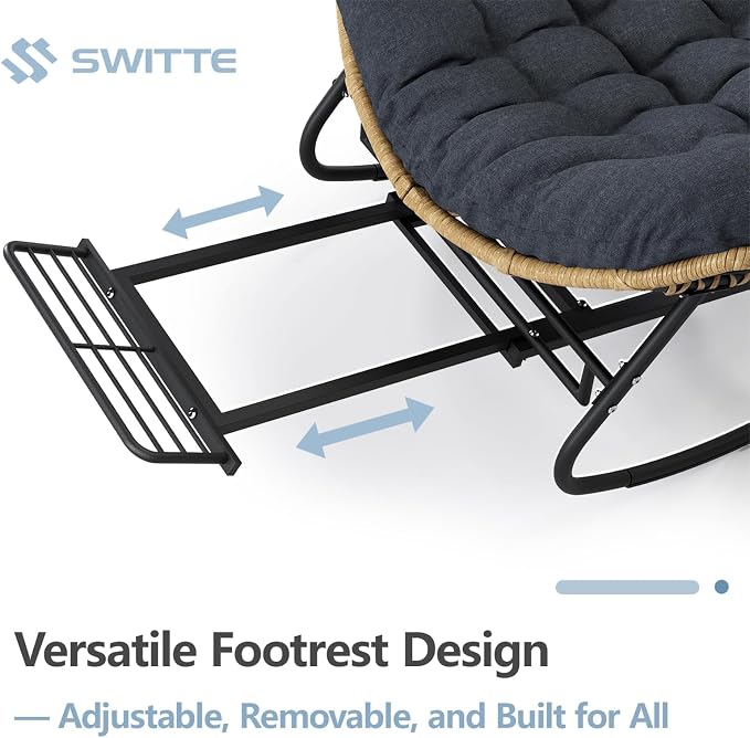 SWITTE Outdoor Papasan Rocking Chair - Image 4