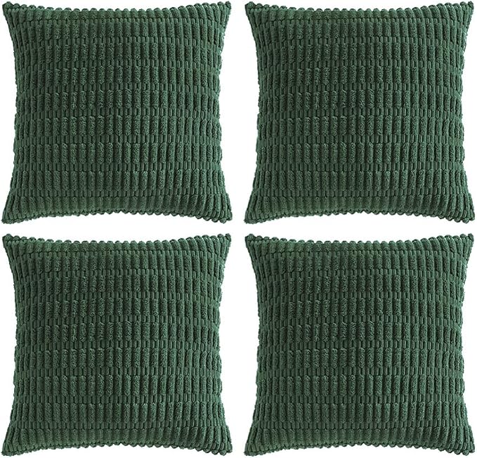 Fancy Homi Set of 4 Dark Green Boho Decorative Throw Pillow Covers 22x22 Inch by Fancy+Homi