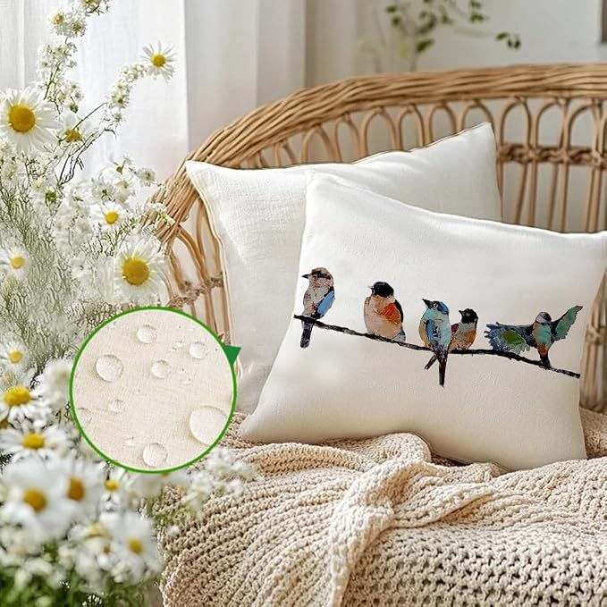 RABUSOFA Outdoor Pillow Covers 24x24 Inch, Outdoor Bird Lumbar Throw Pillow - Image 2