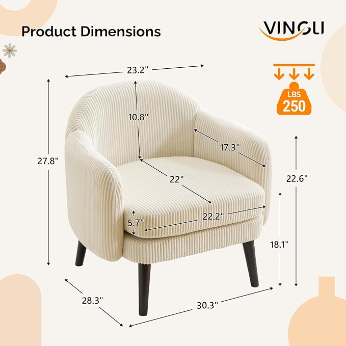 VINGLI 30.3" Wide Modern Barrel Accent Armchairs Set of 2 - Image 2