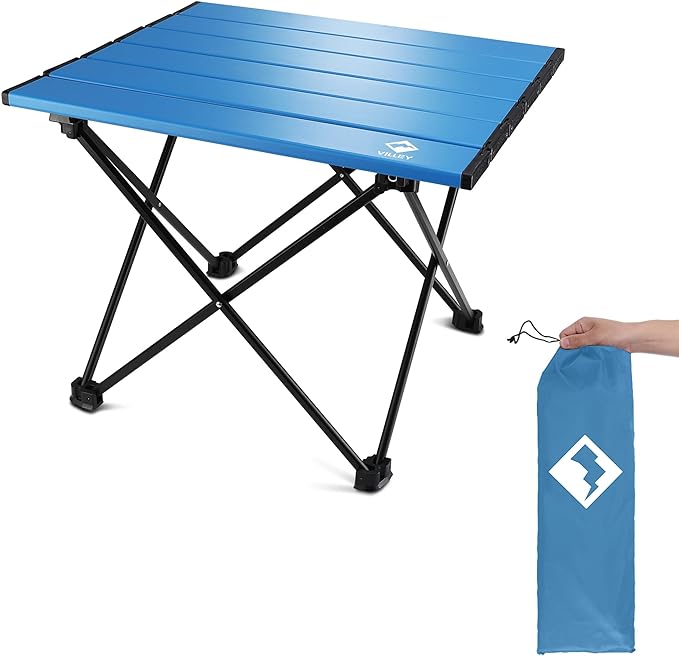 VILLEY Portable Camping Side Table, Ultralight Aluminum Folding Beach Table by VILLEY