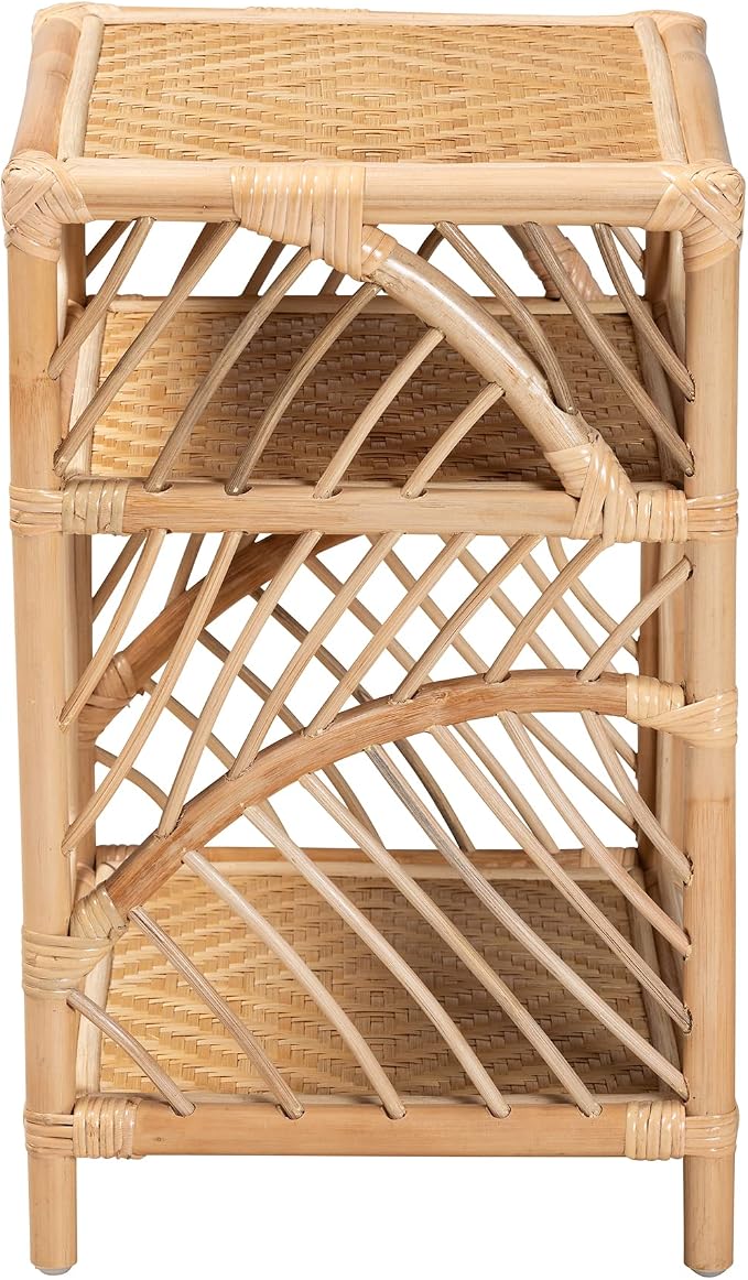 bali & pari Baara Modern Bohemian Natural Rattan Nightstand - Image 5