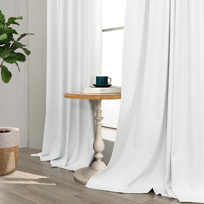 Elegant Curtains for Living Room 102 Inch Long Faux Linen Back Tab Rod Pocket - Image 8