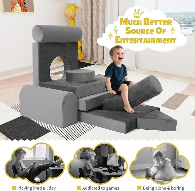 Modular Kids Play Sofa Multifunctional Kids Sofa Convertible Foam Floor Mat - Image 8