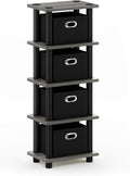 FURINNO Turn-N-Tube LACi 4-Bins System Rack, French Oak Grey/Black by Furinno-FitsYourSpaceFitsYourBudget