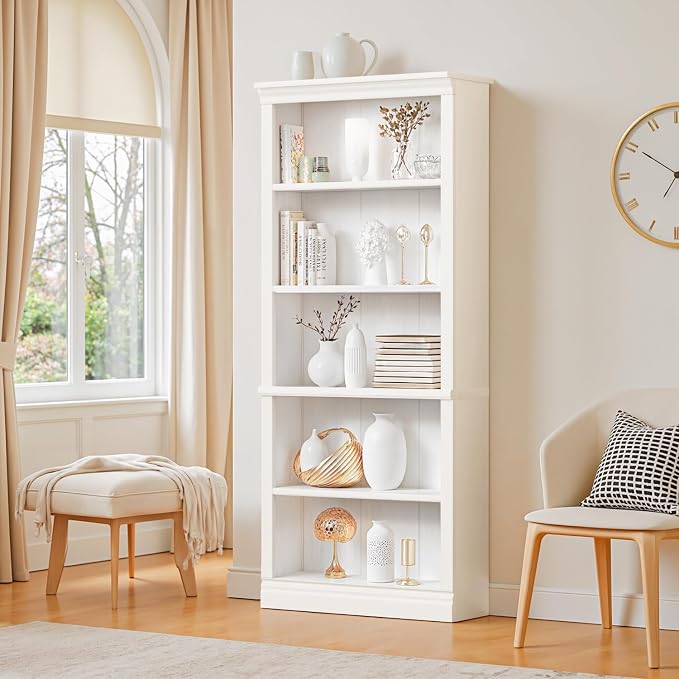 Furniwell Bookcase Bookshelves, 5-Shelf Tall Bookcase 71" Wood Open Display - Image 3