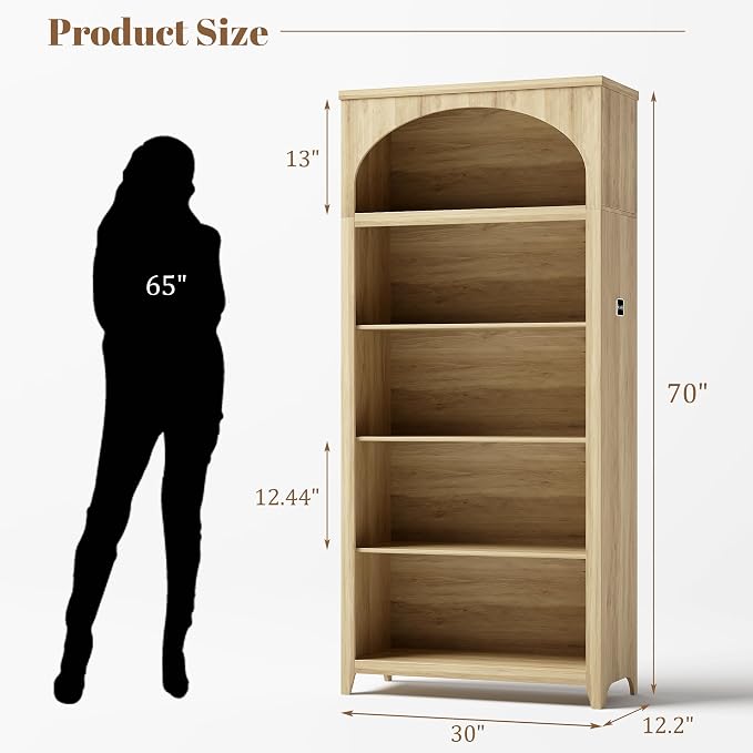 Dystler 5-Tier Arched Bookshelf - Image 2