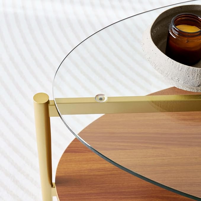 LumFurn Oval Glass Coffee Table, Mid-Century Modern Design, L43 x W22 x H17 inch - Image 8