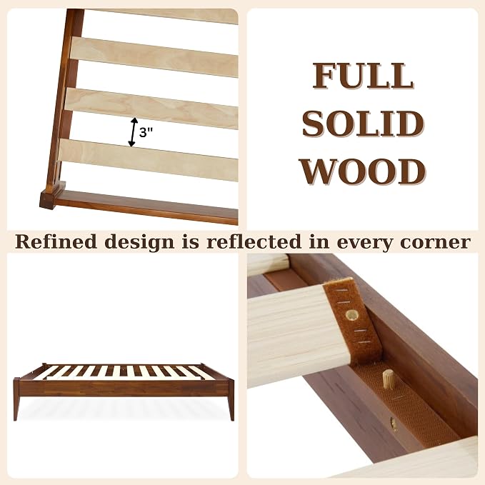 Bme Dinkee 15" Solid Wood Platform Bed Frame Without Headboard - Image 8