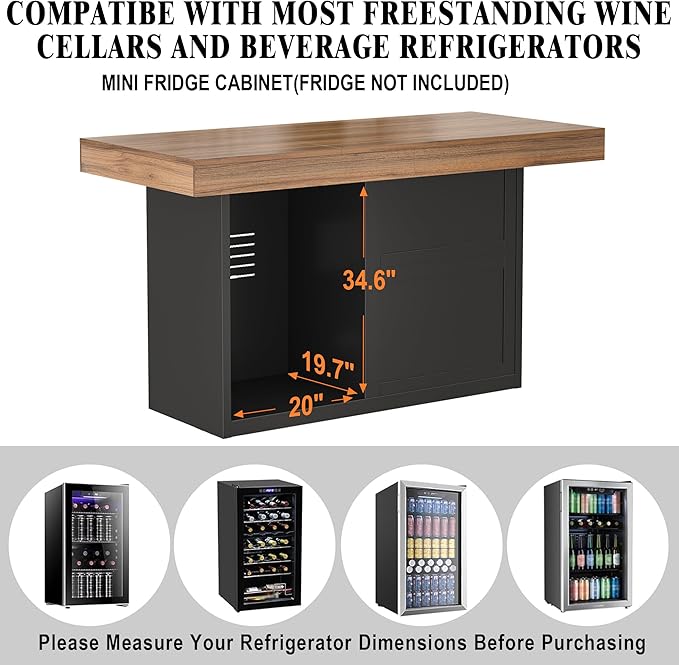 GDLF Bar Height Table with Fridge Space, 41.1" H Counter Height Pub Tall Dining - Image 5