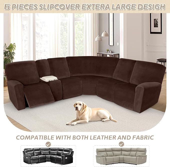 Arfntevss Sectional Recliner Couch Covers Velvet Washable Corner Sectional Sofa - Image 3