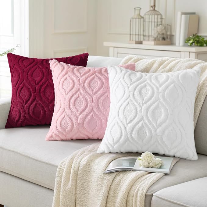 decorUhome Summer Throw Pillow Covers 20x20 Inch Set of 2, Soft Plush Faux Wool - Image 4