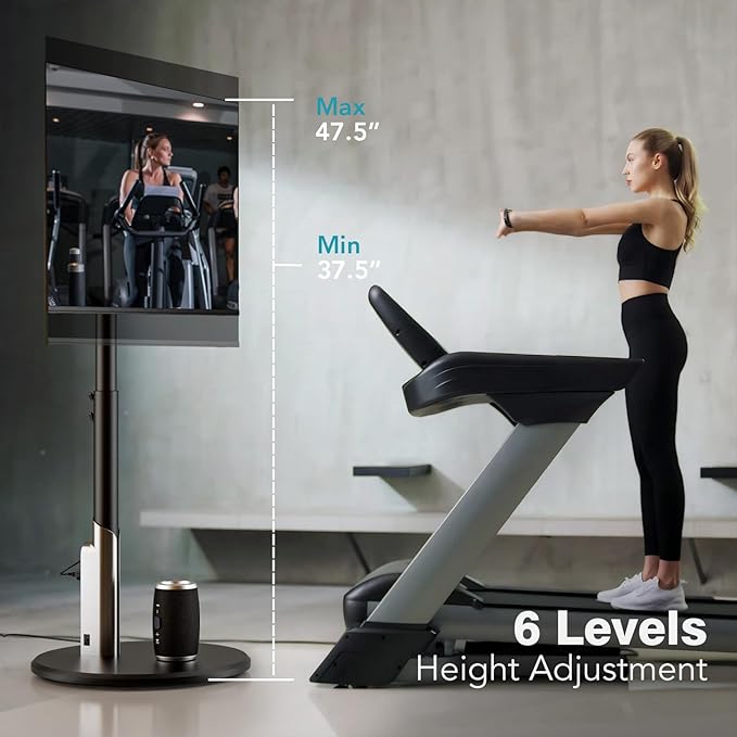 Floor Mobile TV Stand with Power Outlet, Rolling TV Cart - Image 4
