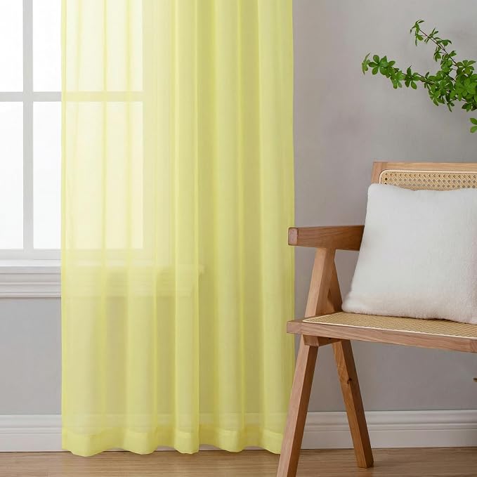 OWENIE Sheer Curtains 63 Inch Length 2 Panels Set - Image 6