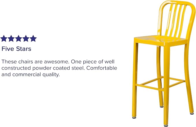 Flash Furniture Gael Commercial Grade 2 Pack 30" High Yellow Metal - Image 6