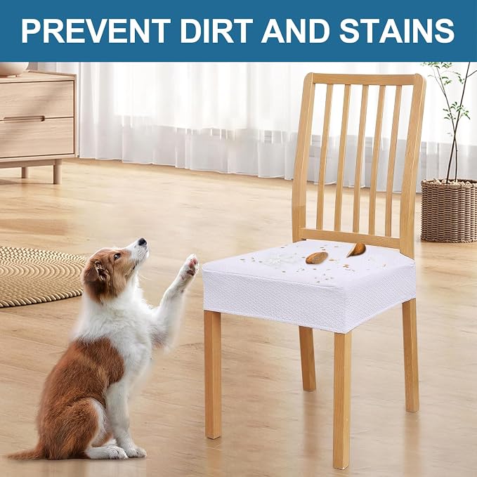 Smiry Waterproof Seat Covers for Dining Room Chairs Set of 2, Stretch Jacquard - Image 6