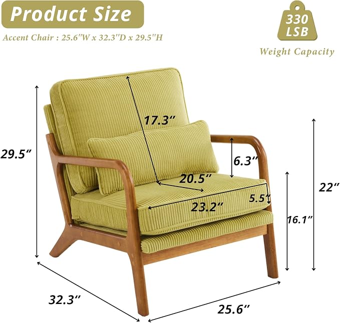 Karl home Mid-Century Modern Accent Chair, Living Room Chairs - Image 2