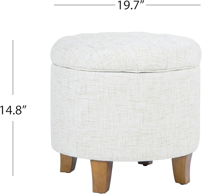 Homepop Home Decor | Upholstered Round Tufted Foot Rest Ottoman | Ottoman - Image 3