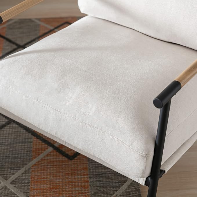 Ya-Home Mid-Century Accent Chair Set of 2, Soft Armchair Chenille Fabric Lounge - Image 5