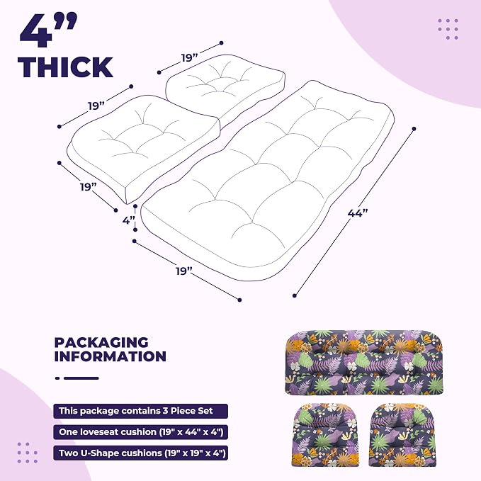 DANGHOOGY Wicker Chair Cushions, Waterproof Outdoor Loveseat Cushions - Image 2