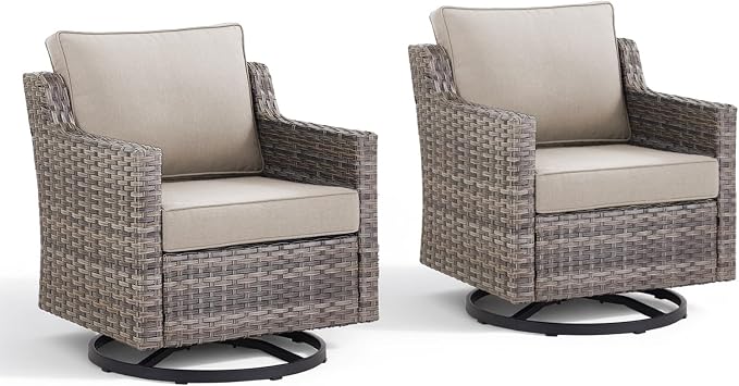 Outdoor Swivel Rocker Patio Chairs-High Back Wicker Swivel Rocker Patio Chairs - Image 8